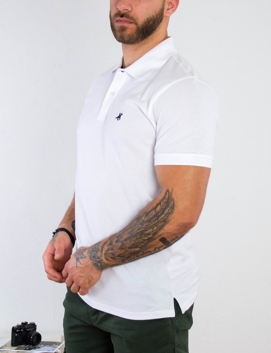 US Grand Polo Ανδρική λευκή πόλο κοντομάνικη μπλούζα USP060D φωτογραφία